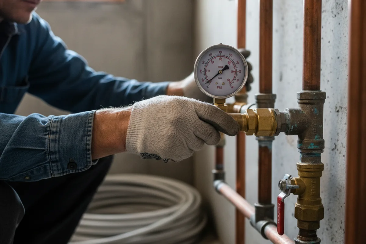 Pressure testing a repaired line during Water Line Repair in Chittenango
